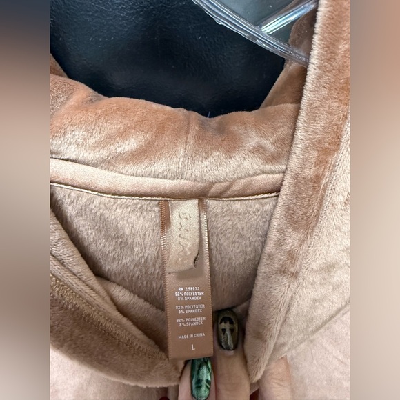 SKIMS Velour Zip-Up Hoodie Camel Tan Size L - Picture 2 of 3